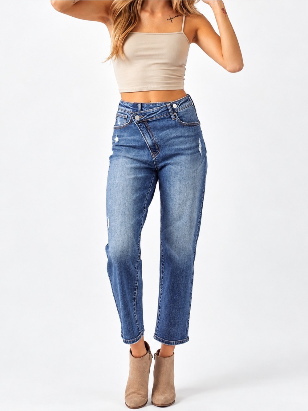 Risen High Rise Crossover Tapered Jeans